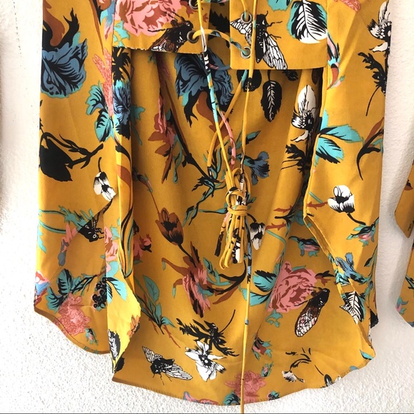 LULUMARI Yellow Floral Tunic off-shoulder Top - Picture 15 of 15
